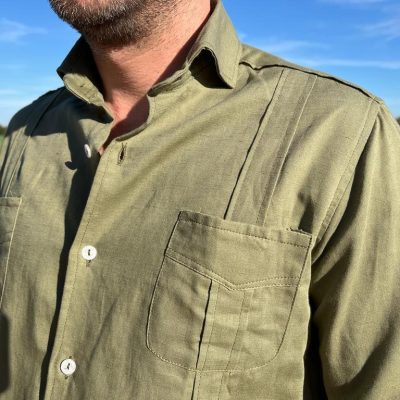 Guayabera Lino Verde Hombre