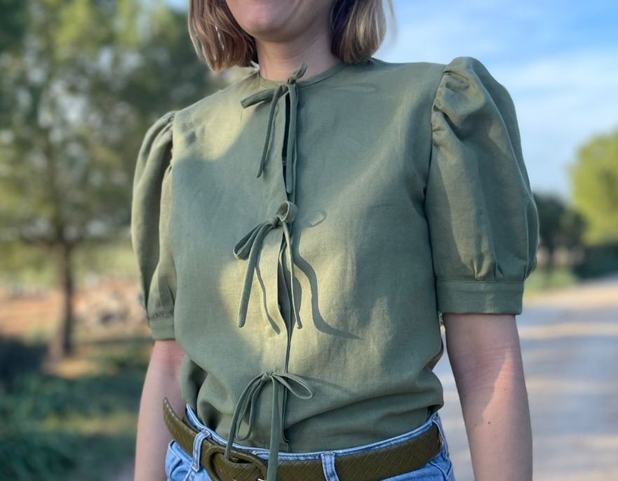 Camisa Mujer Lino Verde